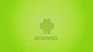 Green background robot face android - andries stock free wallpaper