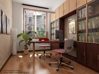 Room desk chair bookcase plant - a bookcase free wallpaper