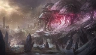 Futuristic city alien structure landscape - a futuristic city free wallpaper