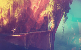 Cliff horse man standing painting - anton fadeev free wallpaper