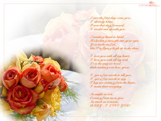 Bouquet roses poem background image - romantic free wallpaper