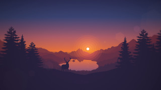Deer hill sunset sun trees - brazier free wallpaper