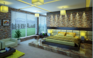 Bedroom with bed interior design 27 - couch free wallpaper