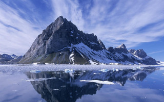 Mountain ice floating water blue - a matte painting free wallpaper