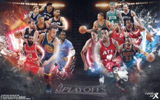 Basketball players water splash court - a group of basketball players free wallpaper