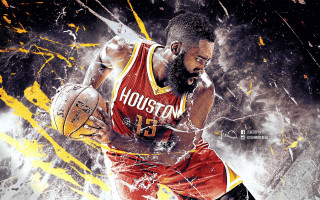 Man beard basketball red uniform - digital painting free wallpaper