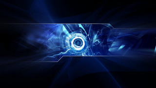 Blue abstract background large circular - cybernetic free wallpaper