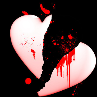 Heart blood dripping knife sticking - blood free wallpaper