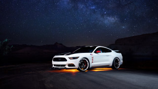 White mustang night sky stars - rim free wallpaper