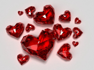 Red hearts white table group - red free wallpaper