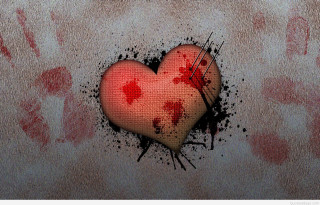 Heart blood handprints red artwork - plain free wallpaper