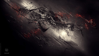 Futuristic artwork red streaks black - futuristic free wallpaper