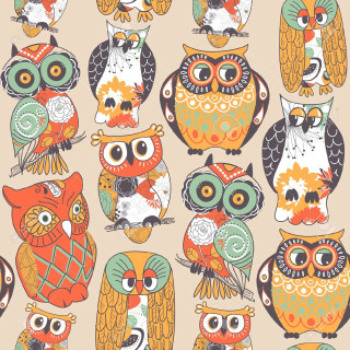 Owls sitting beige background orange - bird free wallpaper