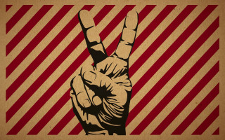 Peace sign red white stripes 2 - video art free wallpaper