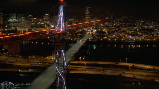 Night view bridge city skyline - christo free wallpaper