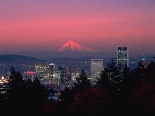 City skyline mountain dusk pink - dusk free wallpaper