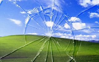 Window pane green field blue 2 - a window pane free wallpaper