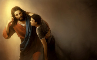 Man child cross light shining - radiant free wallpaper