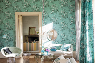 Rococo livingroom floweredwallpaper mirror couch - a living room free wallpaper for desktop