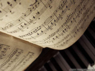 Sheet music piano keyboard background - cinematic composition free wallpaper