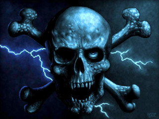 Skull crossbones bones lightning background - death free wallpaper