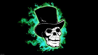 Skull top hat fire green - a skull free wallpaper