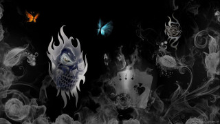 Black background white owl butterfly - free abstract wallpaper