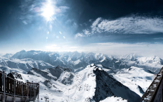 Mountain range fence snow sun - camille bouvagne free wallpaper