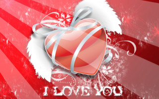 Red heart ribbon background white - a red heart free wallpaper