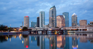 City skyline bridge river night 2 - dave arredondo free wallpaper