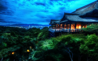 Building balcony night city view 2 - eishōsai chōki free wallpaper