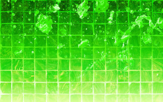 Green tiled wall water splashing - a white border free wallpaper