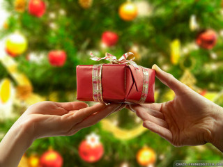 Person holding red present christmas - present free wallpaper