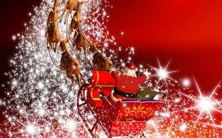 Santa sleigh christmas tree star - white star free wallpaper