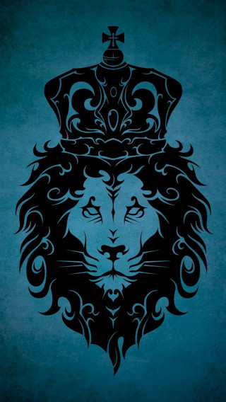 Lion crown black blue background - regal free wallpaper