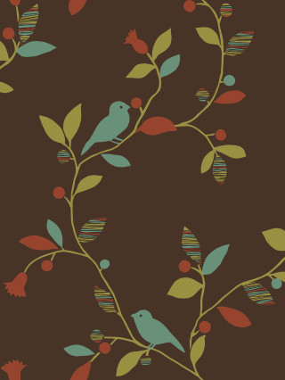 Bird branch leaves berries background - bird free wallpaper