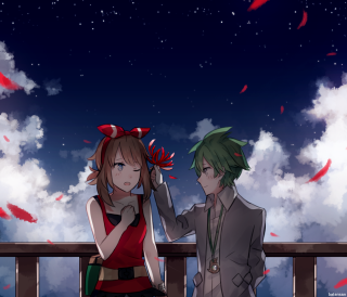 Anime couple balcony night red - firefly free wallpaper
