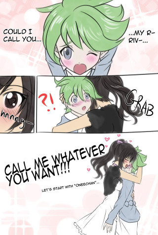 Comic strip girls hugging green - green hair free wallpaper