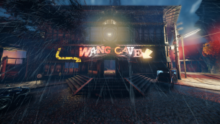 Dark building neon sign wing - dong kingman free wallpaper