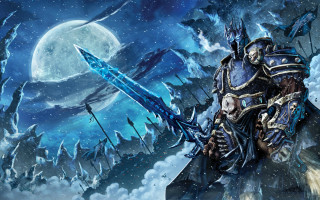 Man armor sword snowy landscape 3 - a man in armor holding free wallpaper