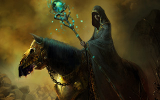 Woman horse staff green orb - a staff free wallpaper