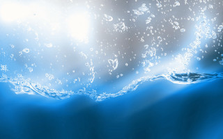 Blue ocean bubbles water droplets - a white light free wallpaper