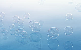 Bubbles floating blue surface water - octane renderer free wallpaper