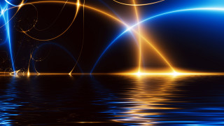 Blue yellow light reflection water 2 - rich free wallpaper