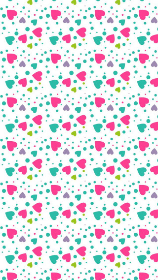 Colorful pattern hearts white background - naive free wallpaper