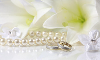 Wedding rings bouquet flowers white 4 - jewelry free wallpaper
