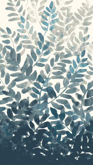 Blue leaves plant painting white - branch free wallpaper