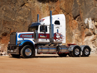 Semi truck rocky cliff red - a semi truck free wallpaper