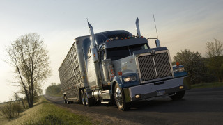 Large semi truck rural road - a trailer free wallpaper