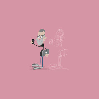 Man robot cellphone pink background - a robot free wallpaper